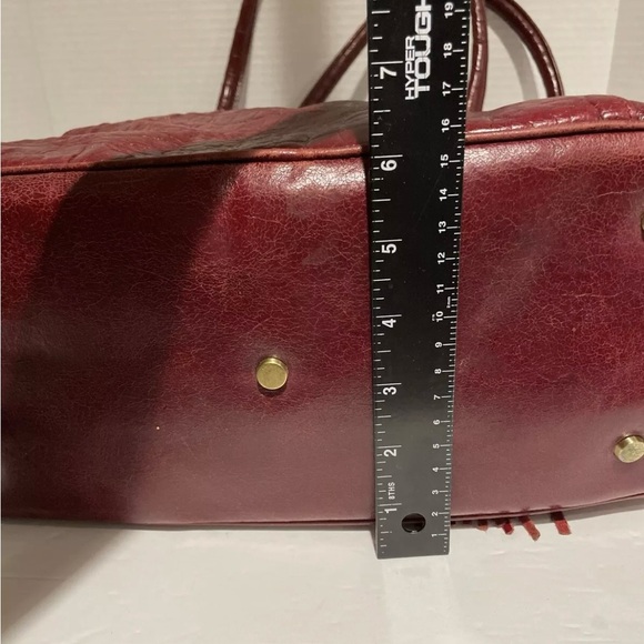 CHARLES DAVID BOHO HOBO BAG TOTE W/ BRAIDED DRAWSTRING TASSELS Burgundy/Oxblood - Picture 10 of 15